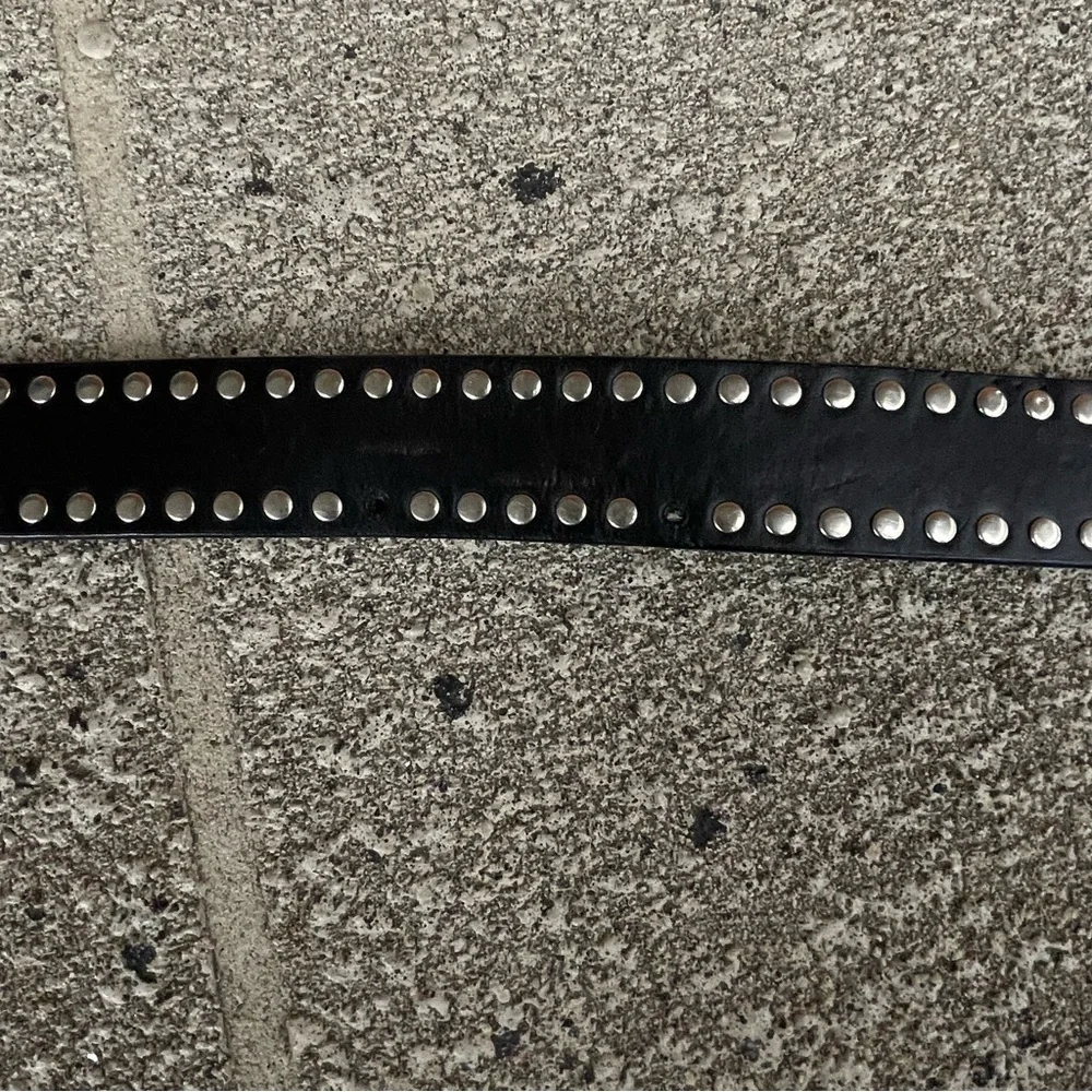 Harley-Davidson Black Leather Belt with Silver Studded Buckle Sz 36